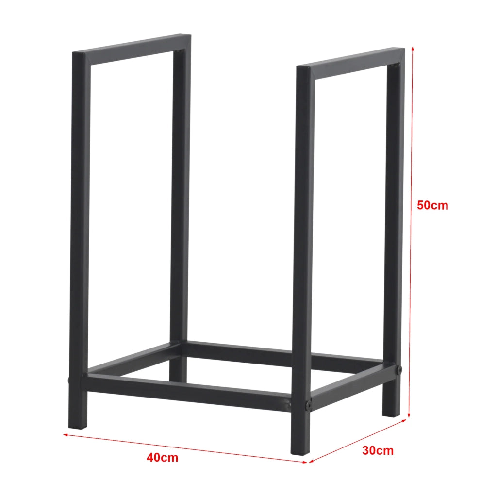 Portalegna per uso interno/esterno portalegna di design supporto per legna da ardere acciaio 40 x 30 x 50 cm nero 03_0006295