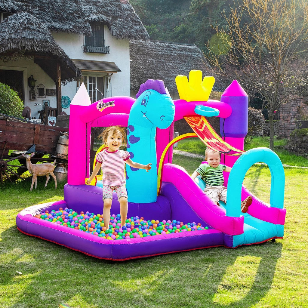 Castello gonfiabile con scivolo, trampolino, piscina e canestro ¨C zephmum ¨C Multicolore 300x270x200 cm