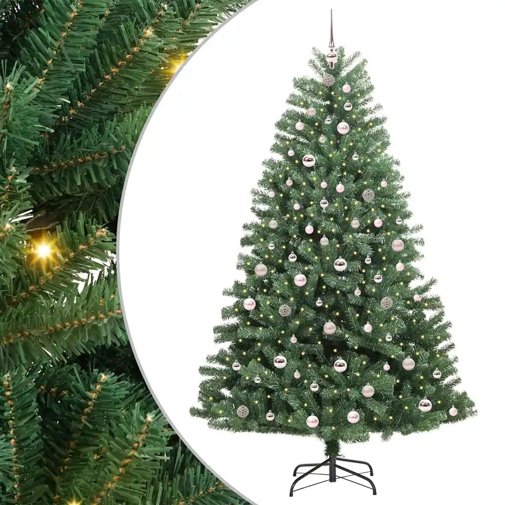 Albero di Natale Artificiale con Rami Pieghevoli Verde 210 cm