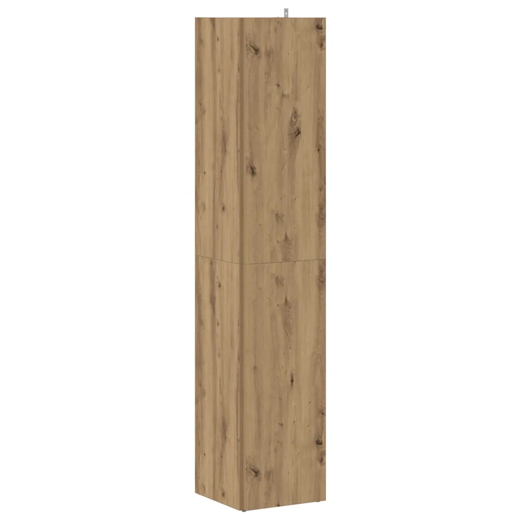 Mobile angolare moderno soluzione salvaspazio 33 x 33 x 165 cm finitura rovere ingegnerizzato realizzato artigianalmente 02_0050933