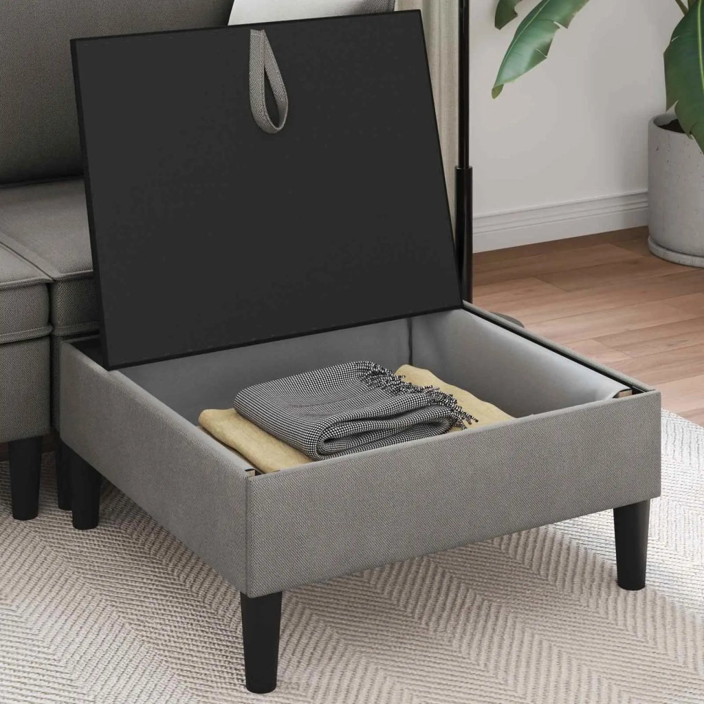 Pouf con Storage Grigio scuro Velluto