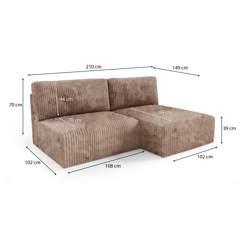 Pergola, Divano Letto con Penisola Contenitore, 210x149 cm Beige