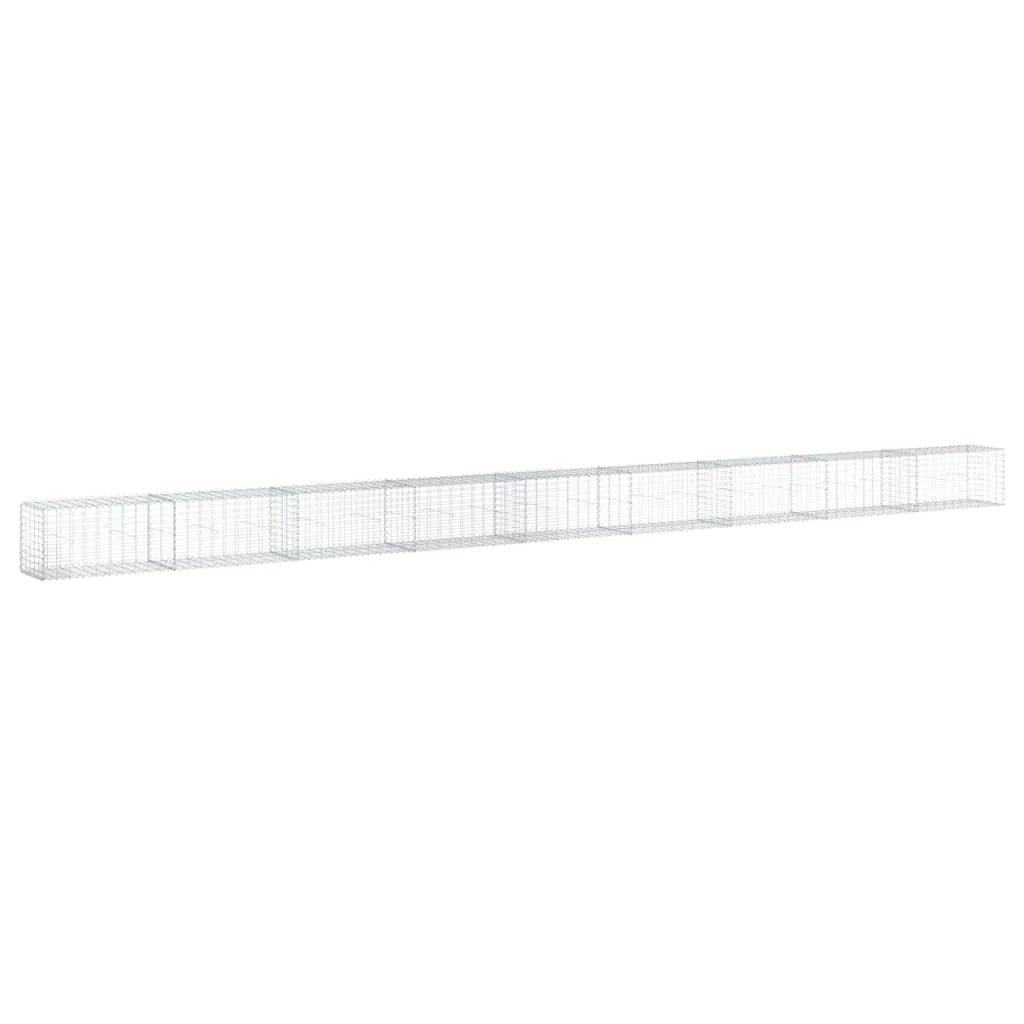 Gabbione recinto a gabbia muro di contenimento con coperchio 900 x 50 x 50 cm ferro zincato argento 02_0040216