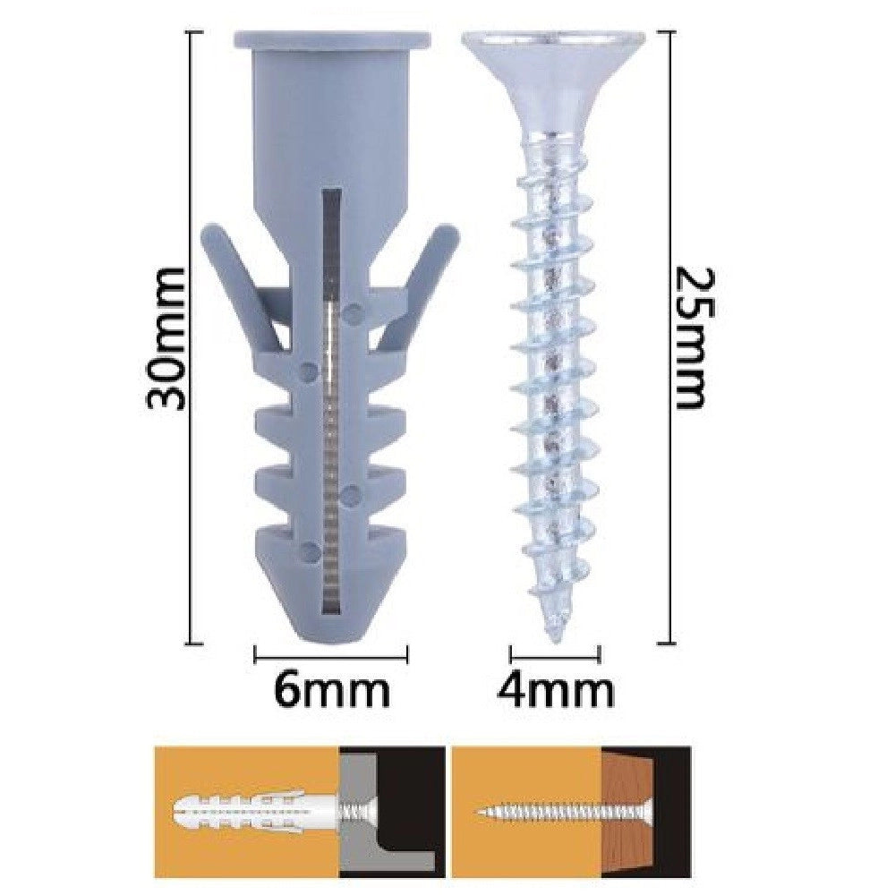 Trade Shop - Set 20 Pz Viti Vite Croce 4x25mm + Tasselli Con Alette Tassello M6 Fischer 57561 -