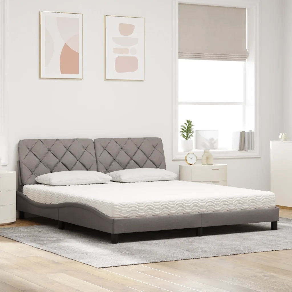 Letto con Materasso Tortora 180x200 cm in Tessuto 3310759