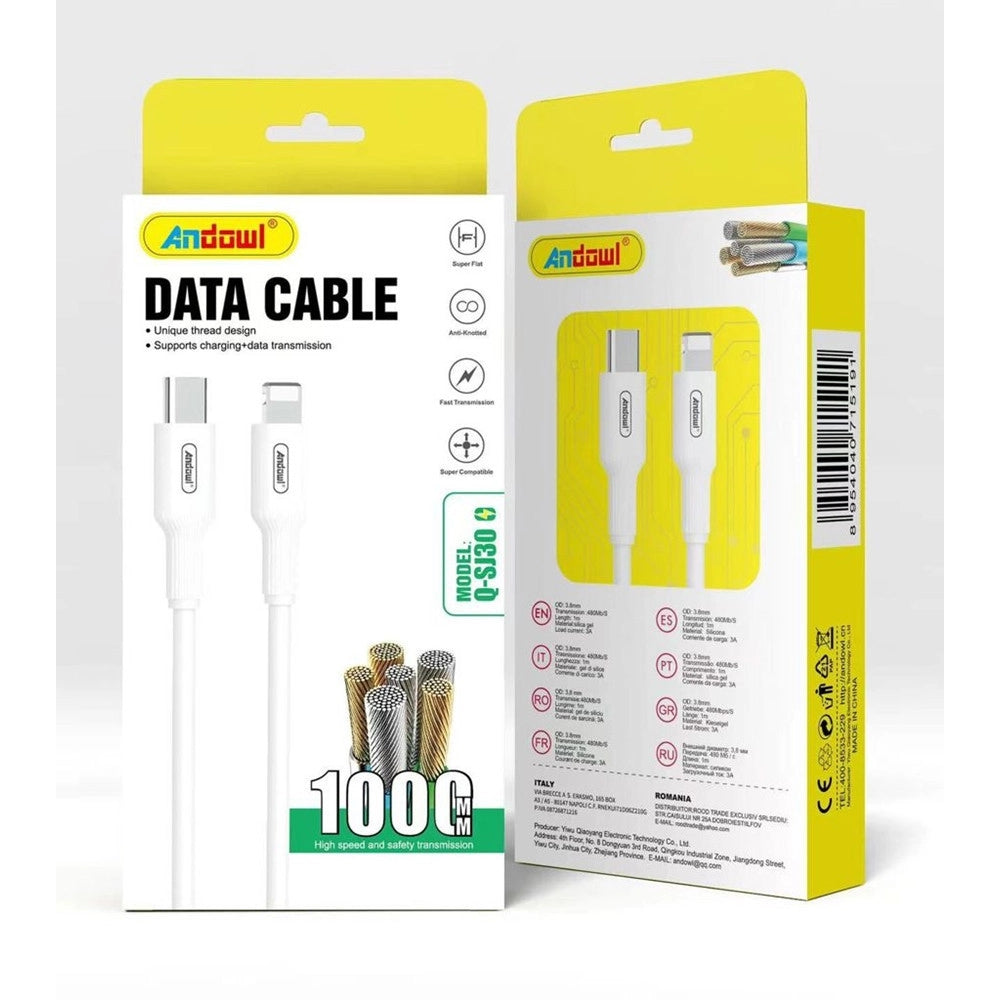 Trade Shop - Cavo Ricarica Trasmissione Dati Ad Alta Velocità Da Type-c A Lightning 3a Da 1 Mt Q-sj30 -