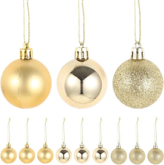 Decorazioni per albero di Natale - Set di 12 sfere in metallo dorato non frantumabili
