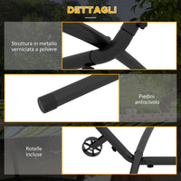 Supporto per Amaca da 330 cm max con 6 Fori e Rotelle 290x120x115 cm in Metallo Nero
