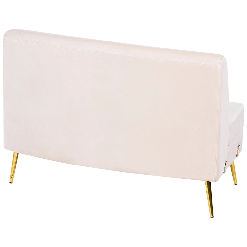 Divano 4 posti in velluto beige seduta posteriore gambe in metallo dorato retro