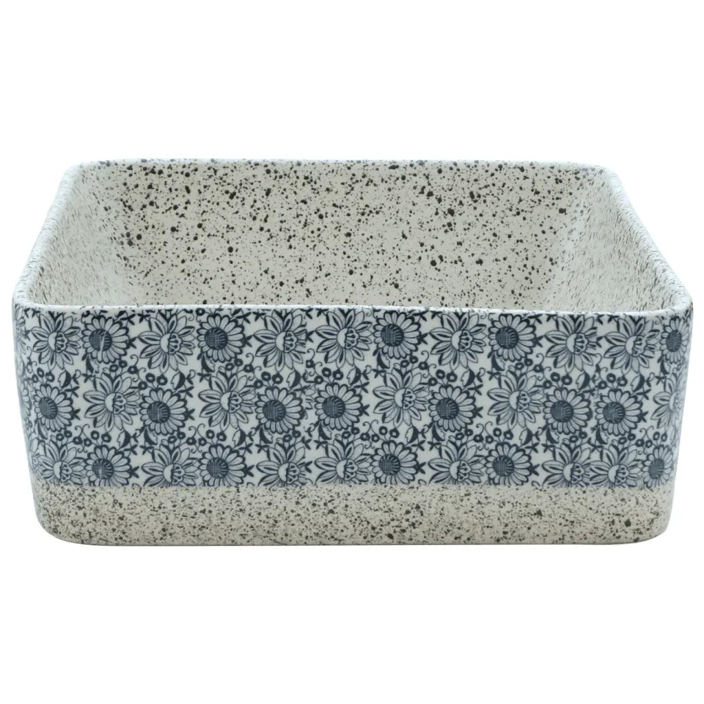 Lavabo Appoggio-Lavandino-Lavello Grigio e Blu Rettangolare 46x35,5x13cm Ceramica