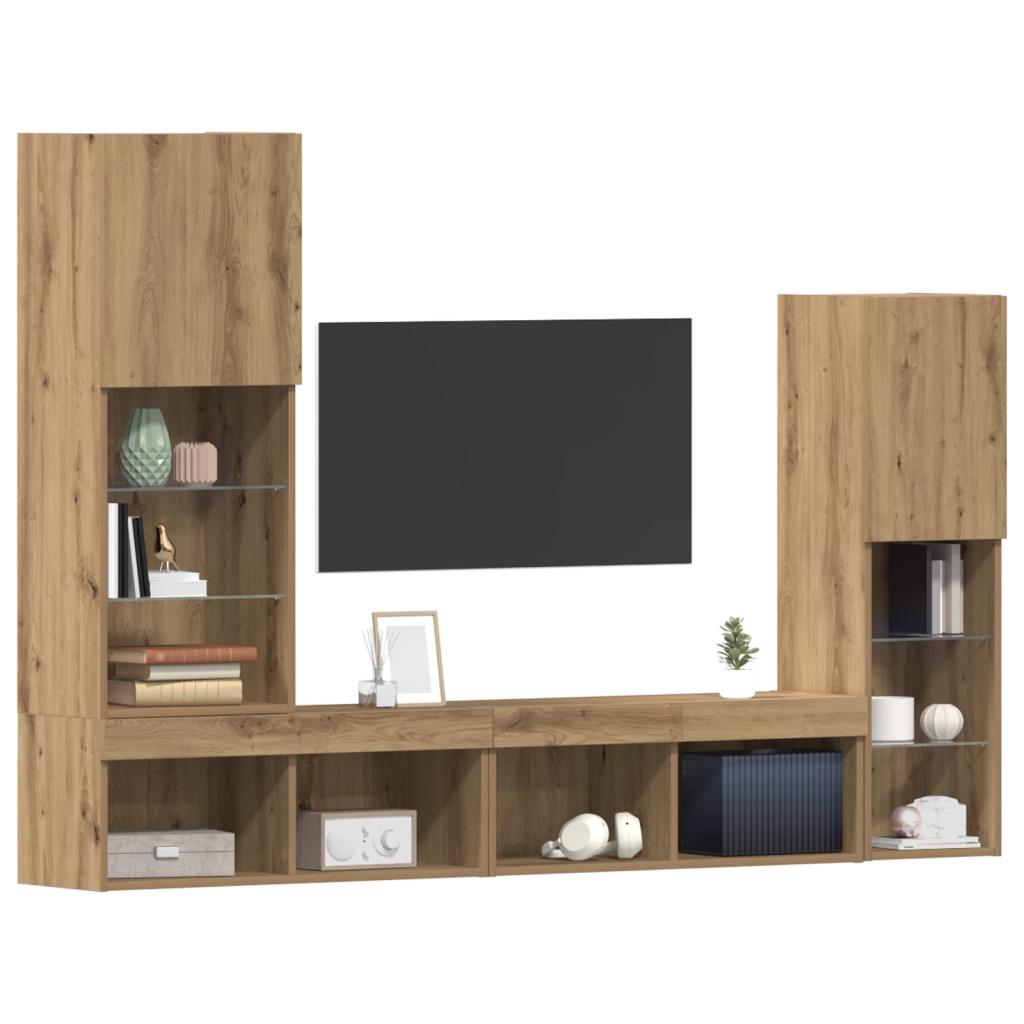 Mobile TV  con luci LED Rovere Artigianale 40.5x30x102 cm