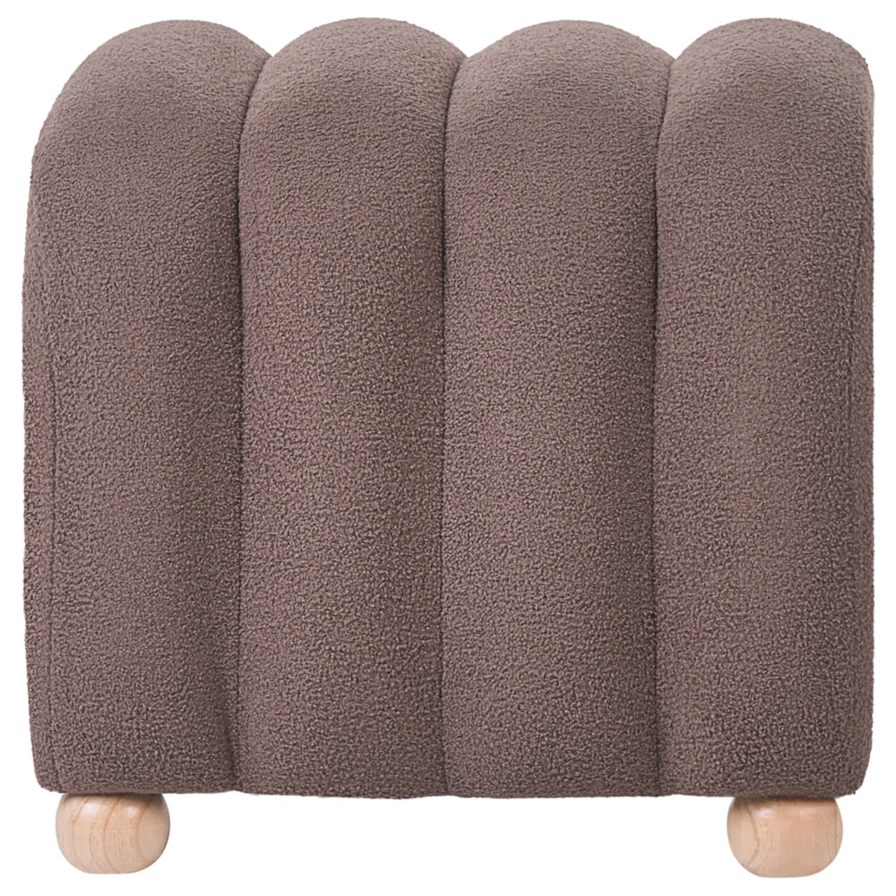 Pouf marrone in bouclé Teddy rivestito con gambe in legno pouf ottomano design moderno accessori per soggiorno