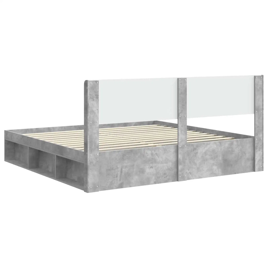 Struttura del letto con stoccaggio e testata-Giroletto con contenitore Grigio Cemento 397093