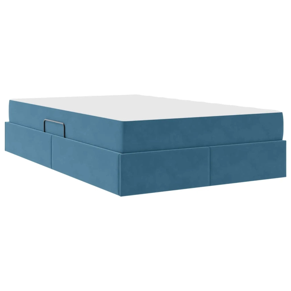 Letto con contenitore e materasso Blu 120 x 190 cm Velluto