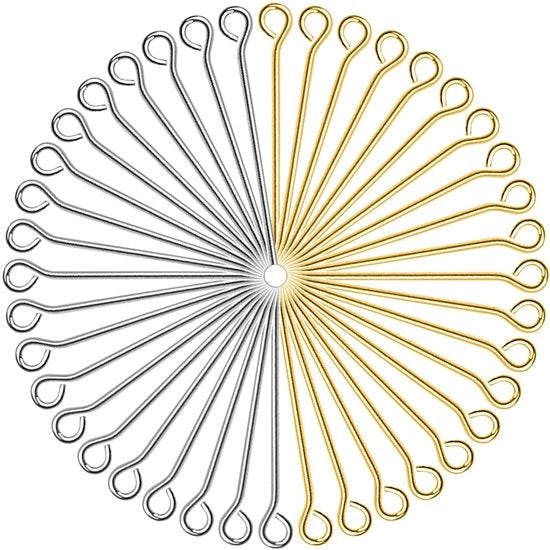 Punzoni in acciaio inossidabile 200 pezzi - Viti a capo dorato/argentato - 30 mm - Accessori per gioielleria - Sieradennaalden