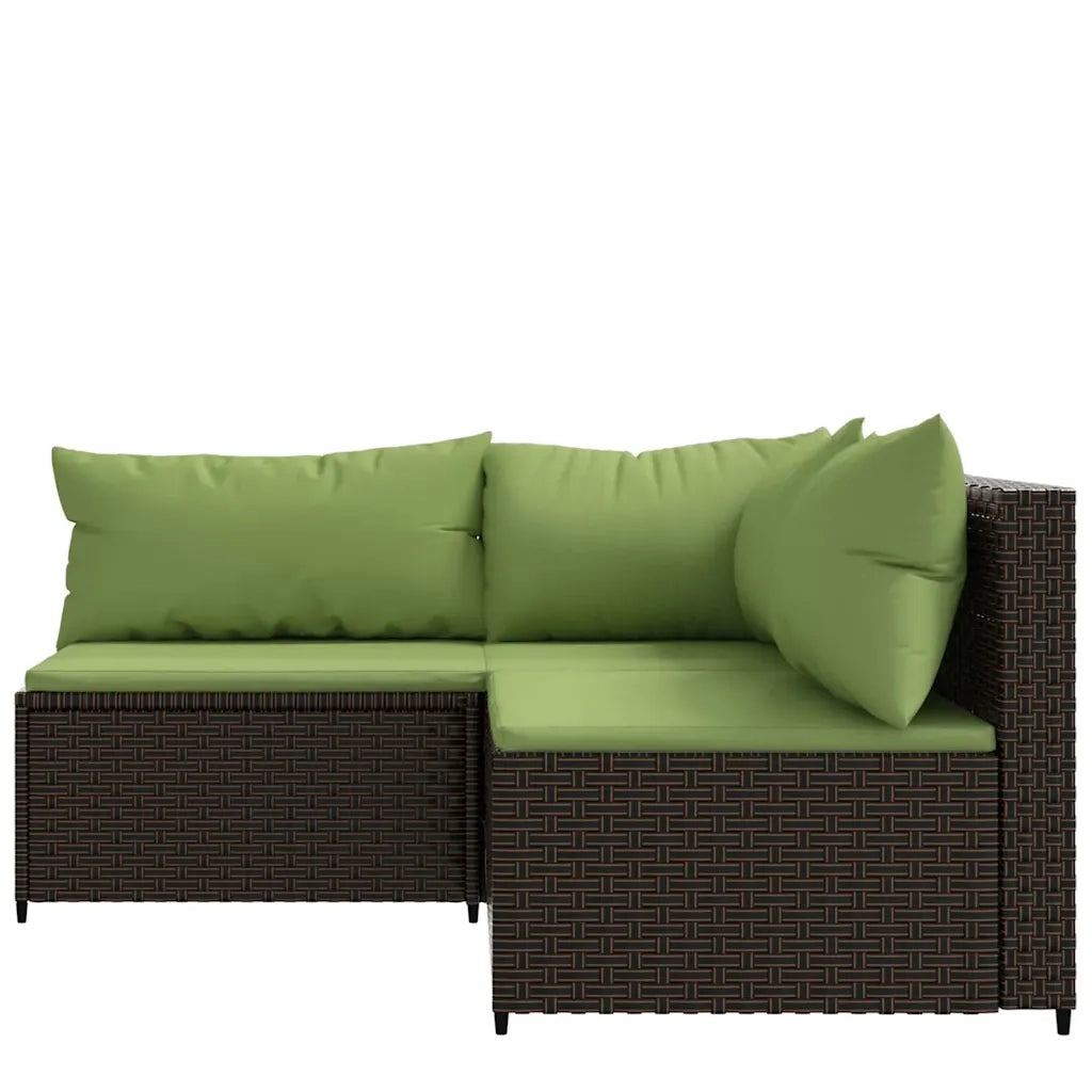 Set Mobili da Giardino 3 pz con Cuscini in Polyrattan Marrone CFW5979427