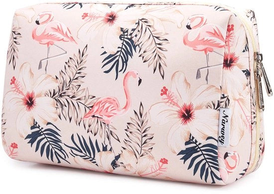 Borse di cosmetici per donne, borse da toeletta, borse da trucco per donne, borse da trucco (beige flamingo, grande)