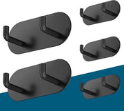 Set di asciugamani appesi da 5 - chiodi autoadesivi - nero - acciaio inossidabile