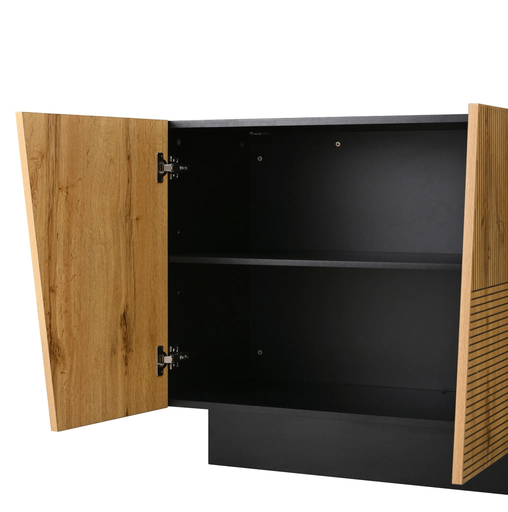 Sideboard 160x40x72 cm con ripiano regolabile nero e finitura legno HAVRYA