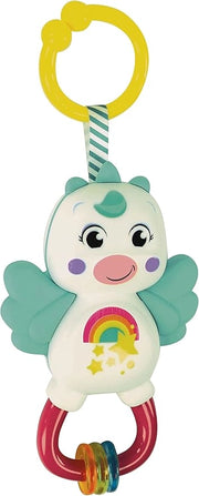 Baby Little Unicorn, Sonaglio Neonato, Gioco Prima Infanzia Made in Italy, Unicorno con Anelli Mobili e Inserti in Morbi