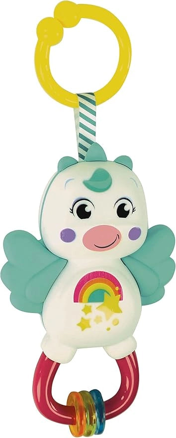 Baby Little Unicorn, Sonaglio Neonato, Gioco Prima Infanzia Made in Italy, Unicorno con Anelli Mobili e Inserti in Morbi
