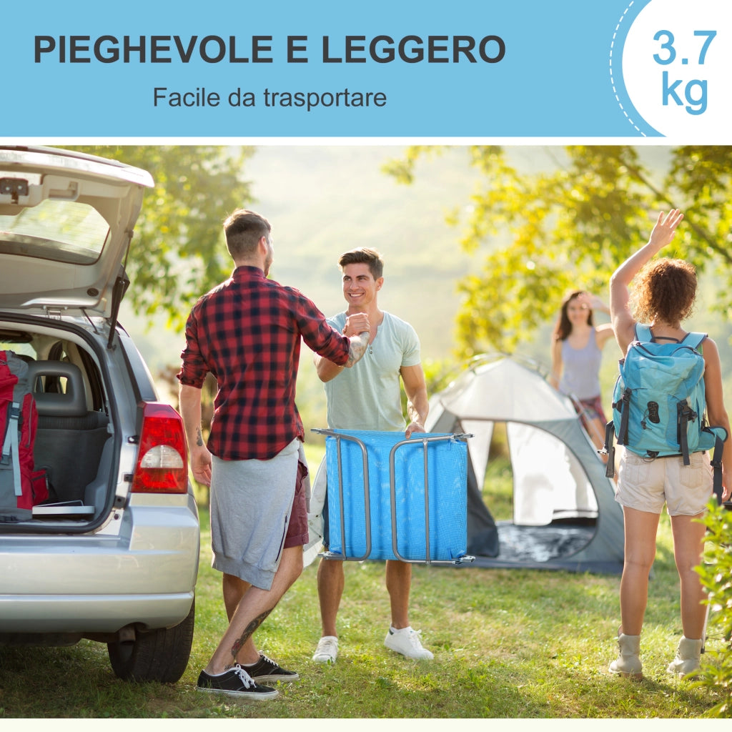 Easycomfort Lettino Prendisole Pieghevole con Schienale Reclinabile e Cuscino, 182x56x24.5cm