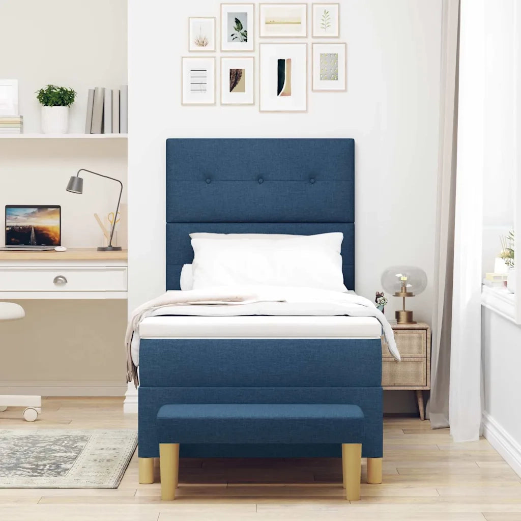 Letto a molle con materasso Blu 80 x 200 cm Tessuto