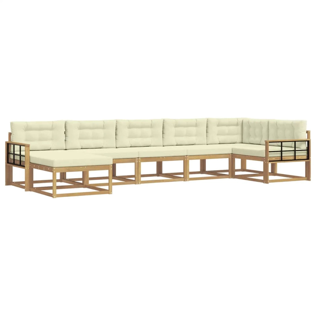 Set di divani da esterno con cuscino 7 pcs Bianco e Crema