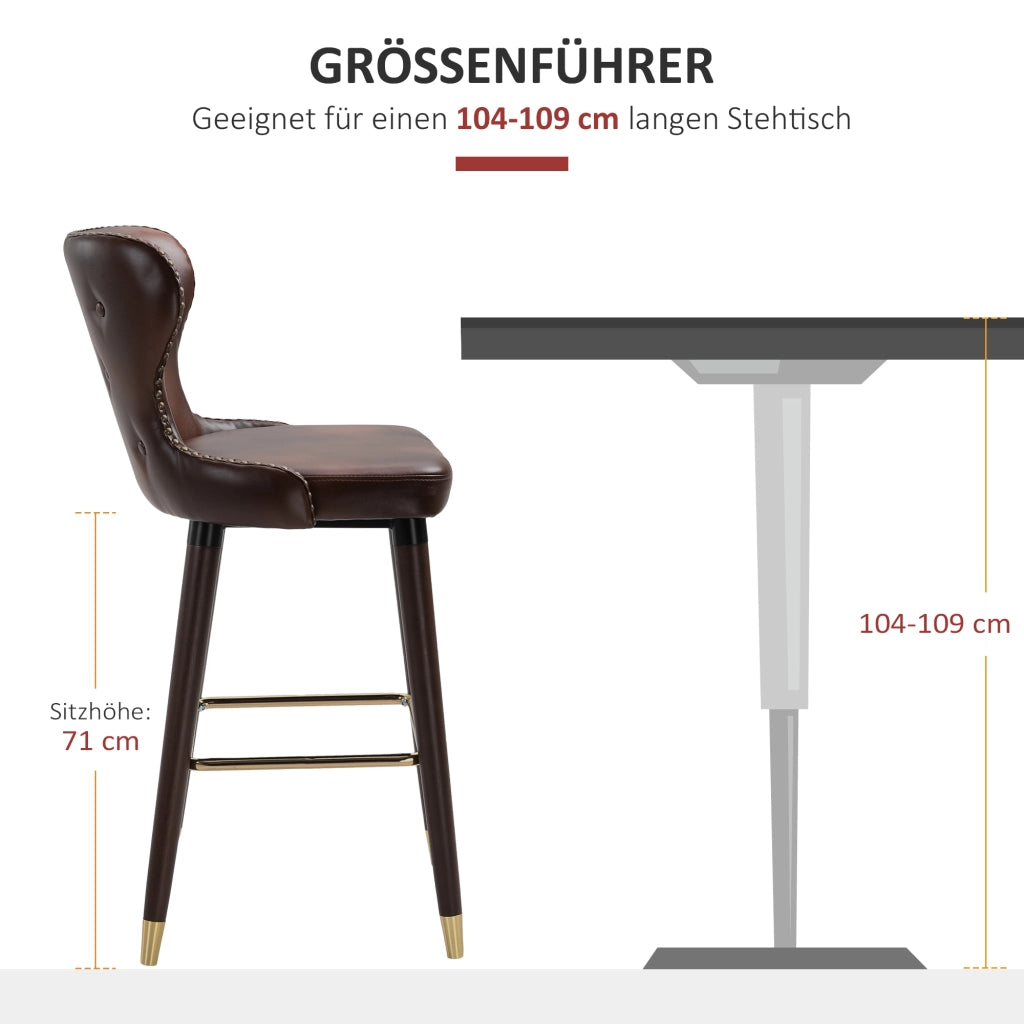 Set di 2 sgabelli da bar con schienale e poggiapiedi ¨C zephmum ¨C similpelle marrone 52x53x101 cm