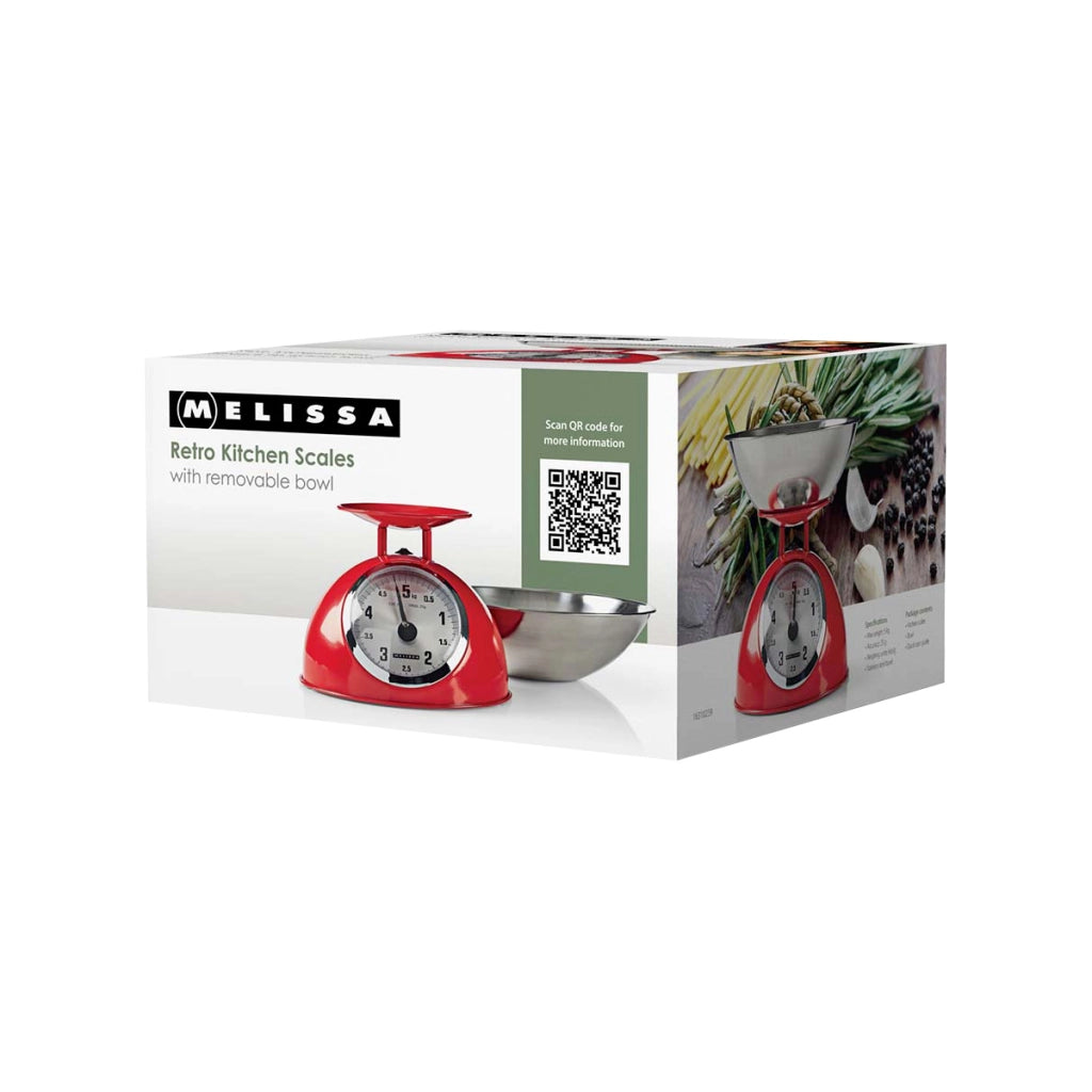 Bilancia da Cucina Retrò Analogica con Ciotola Inox 5Kg Max Rosso MELISSA