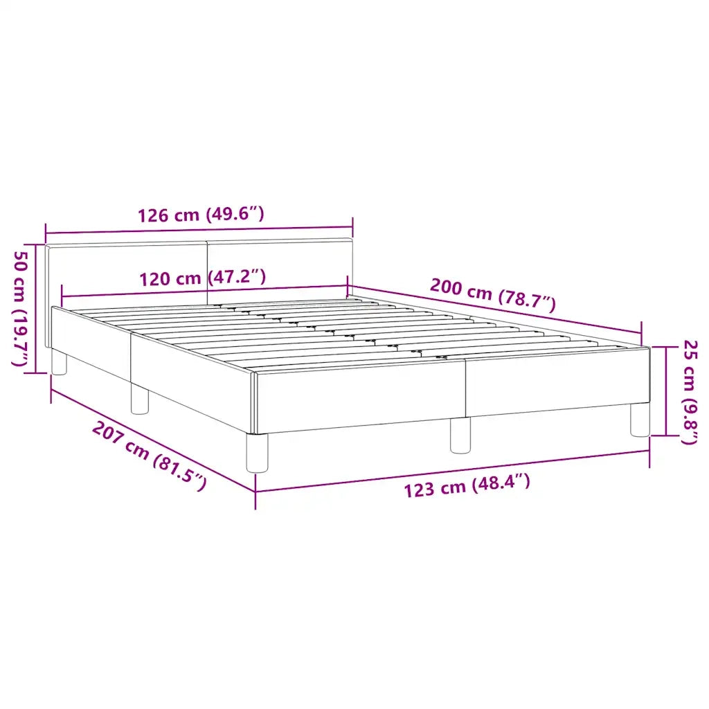 Giroletto con Testiera senza Materasso-Struttura Letto Grigio 120x200 cm