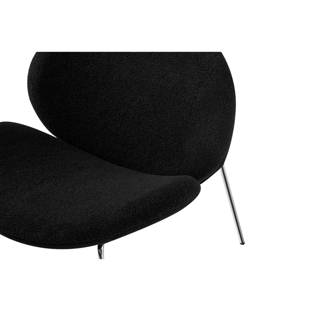 Set di 2 Poltrone Lounge Jaden in Boucle' Nero e Argento