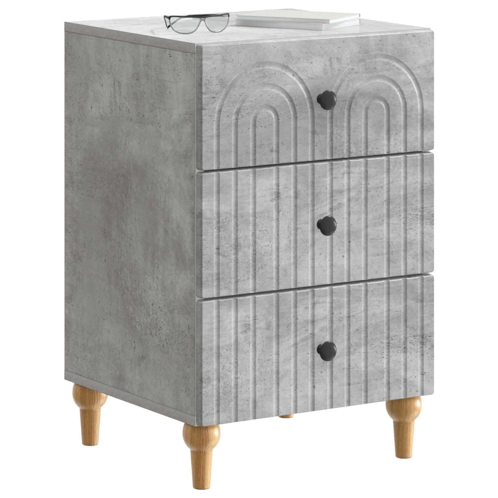 Comodino | Armadio da Notte | Mobiletto da notte con cassetto Grigio Cemento 43x 41 x 66,5 cm