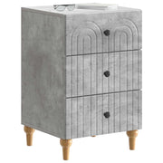 Comodino | Armadio da Notte | Mobiletto da notte con cassetto Grigio Cemento 43x 41 x 66,5 cm