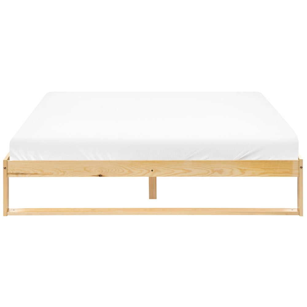 Letto matrimoniale in legno di pino 160 x 200 cm marrone chiaro stile minimalista