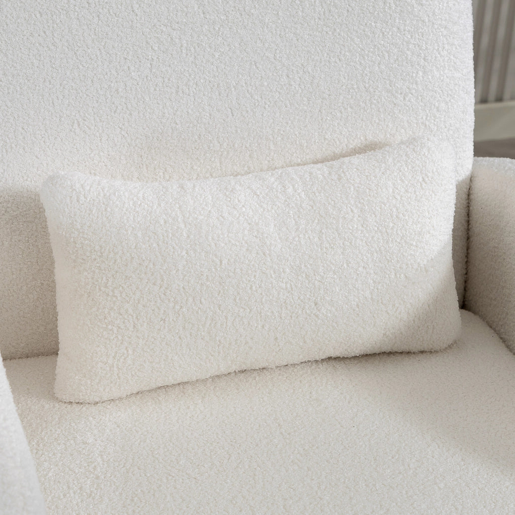 Poltrona Moderna 76x77x95 cm con Spazio Contenitore a Scomparsa e Cuscino Rivestimento in Pile Teddy Crema