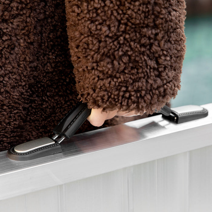 Rampa per Sedia a Rotelle Pieghevole con Guide Laterali 61x72 cm in Lega di Alluminio Argento e Nero