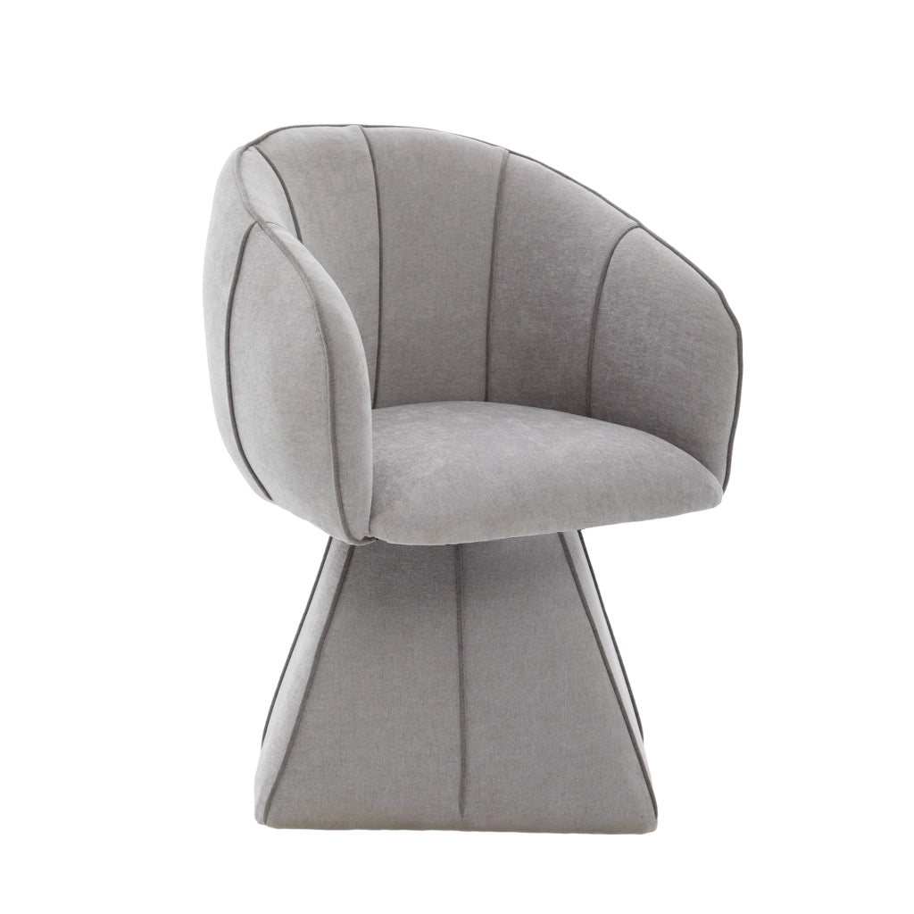 Poltrona girevole in tessuto Chenille grigio, design ergonomico con schienale alto, 1 collo