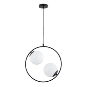 Lampadario nero moderno ADINO 2 sfere bianche 2xE14