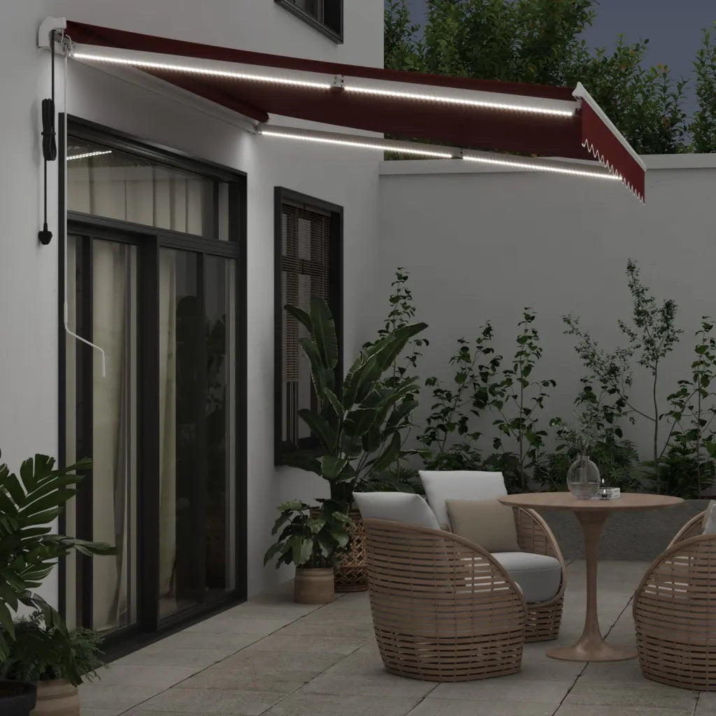 Tenda da Sole Retrattile Automatica con LED Bordò 350x250 cm 3214973