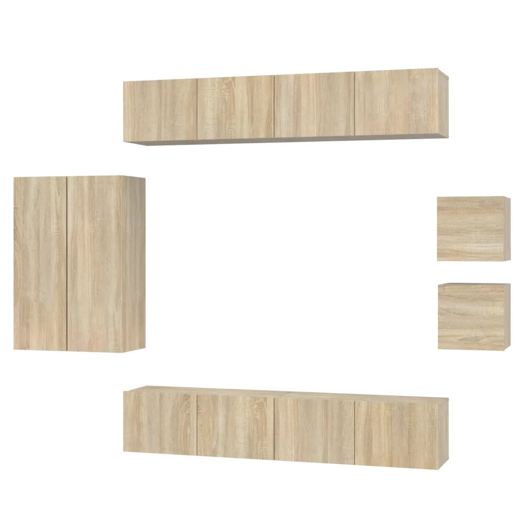 Set Mobili Porta TV 8pz-Set di 8 Credenza per TV Rovere Sonoma in Legno Multistrato 287072