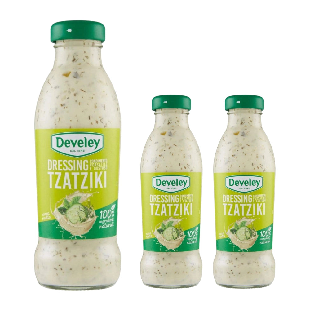 Devely dressing tzatziki 3 bottigliette di vetro da 230 ml