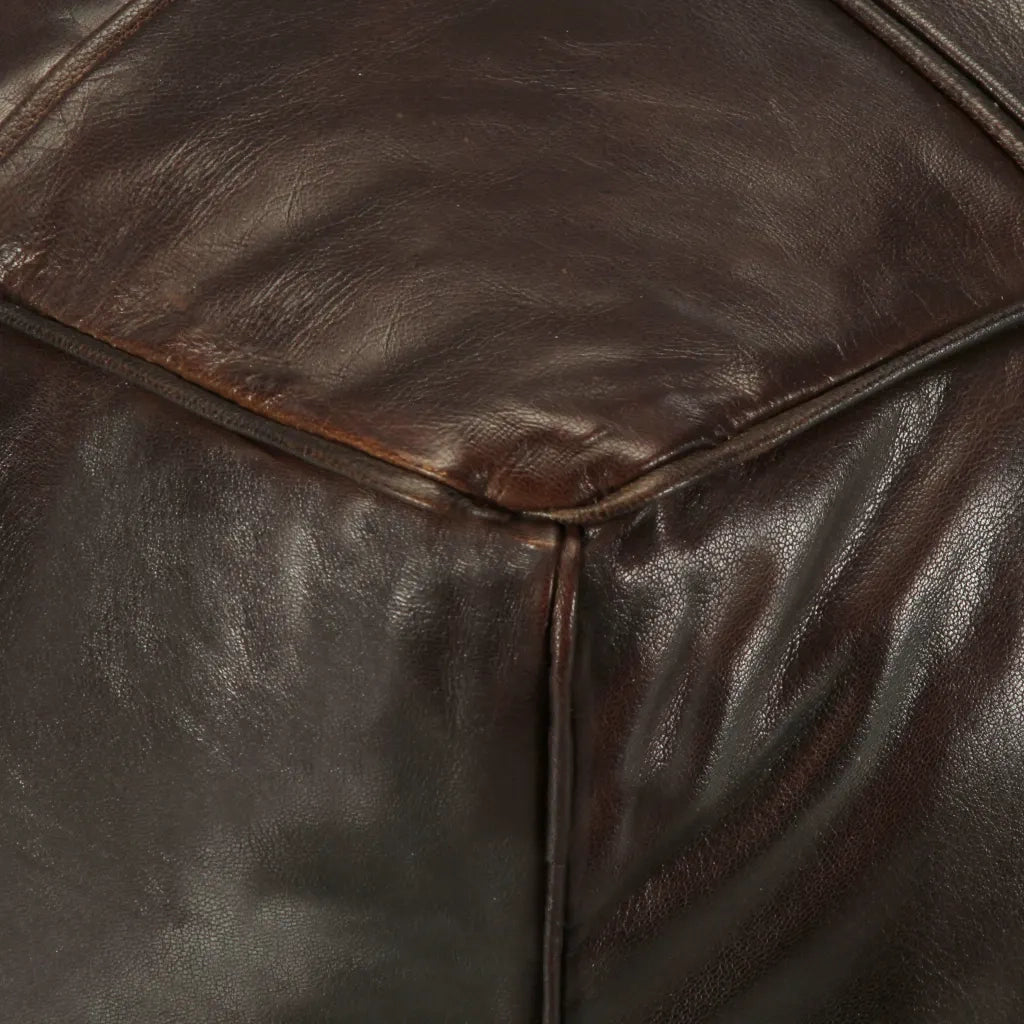 Pouf Marrone Scuro 60x60x30 cm in Vera Pelle di Capracod mxl 82252