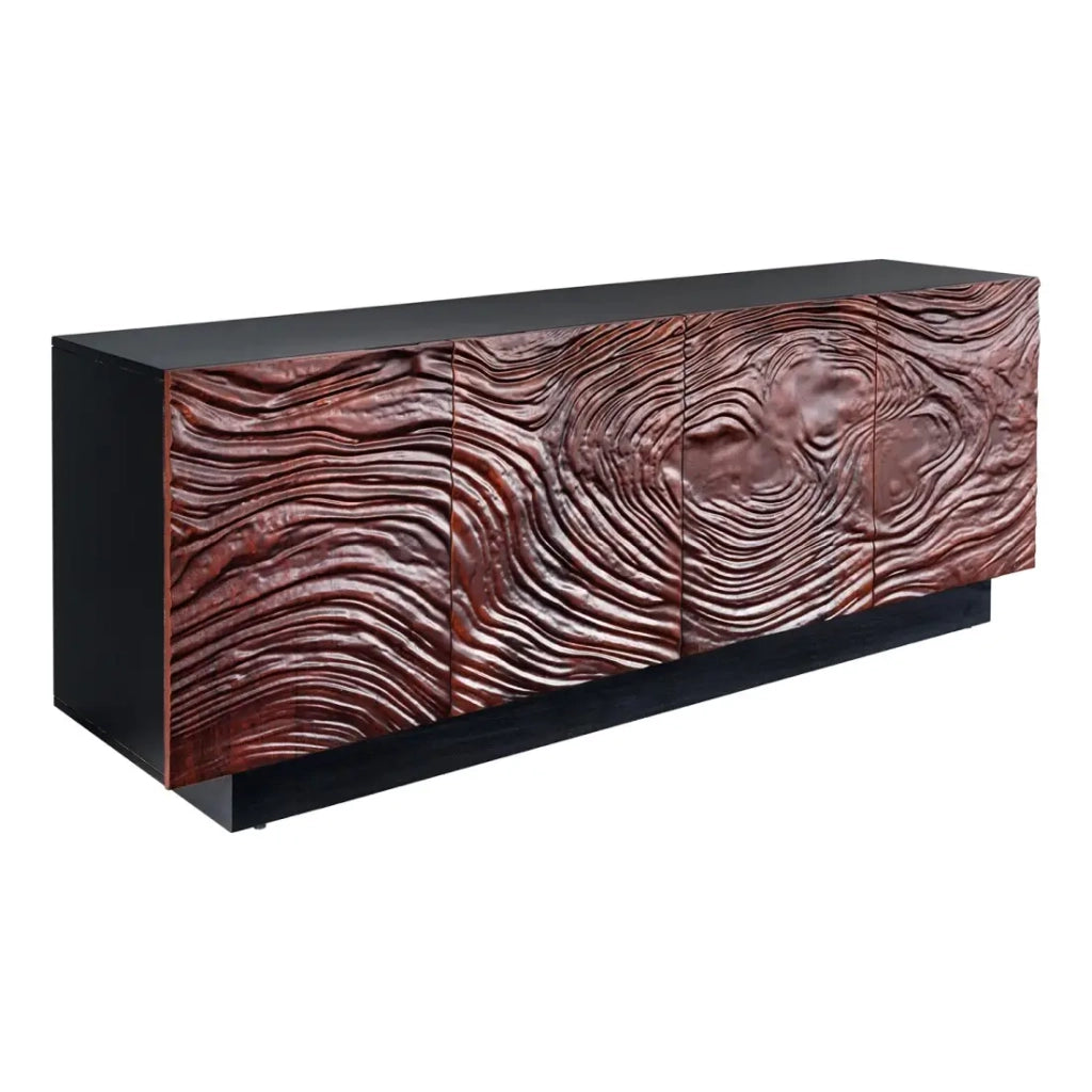 Buffet 175 cm 4 porte legno massiccio acacia nero e noce scuro – Collezione GAÏA