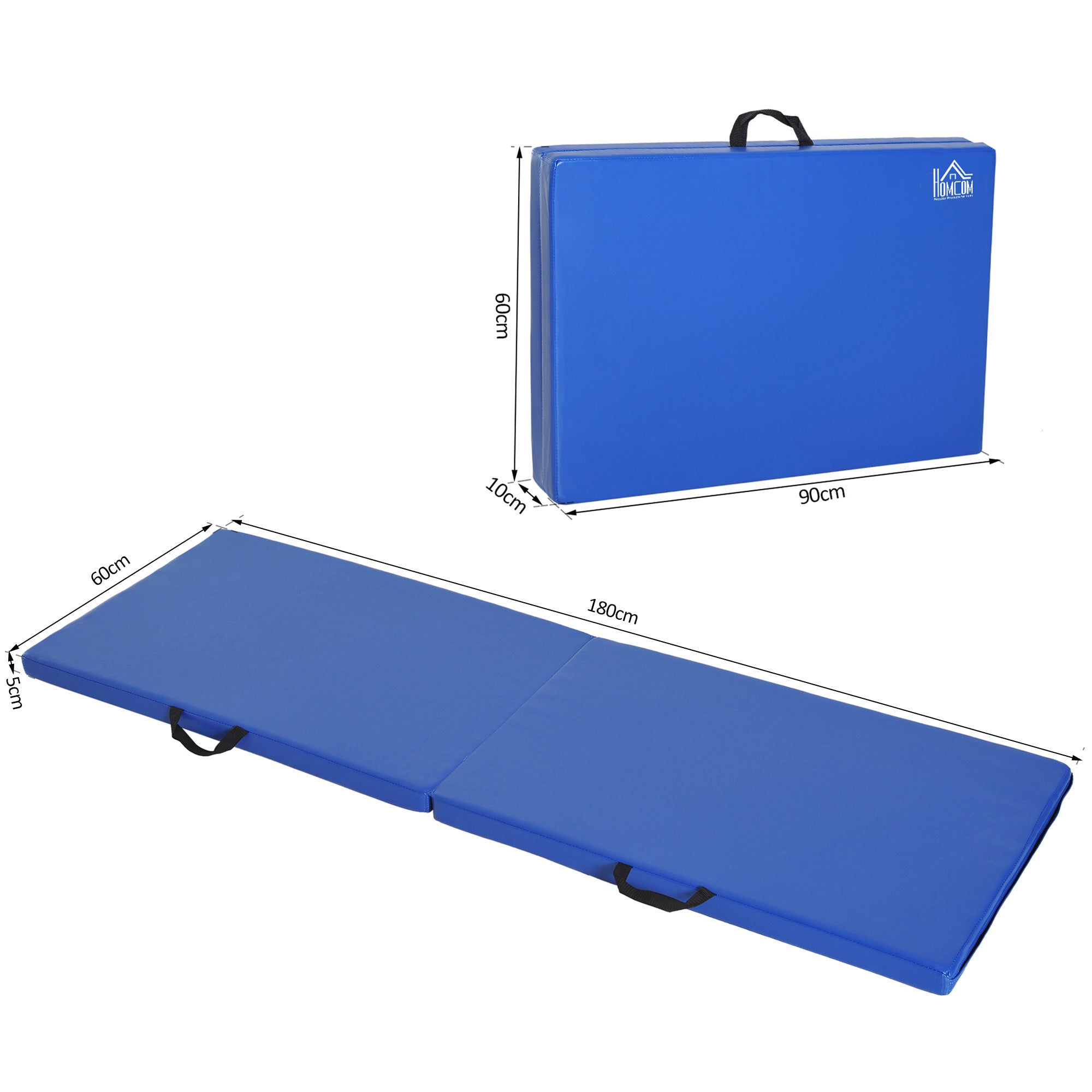 Tappetino Ginnastica Pieghevole Antiscivolo 180x60x5 cm Materassino Fitness Blu