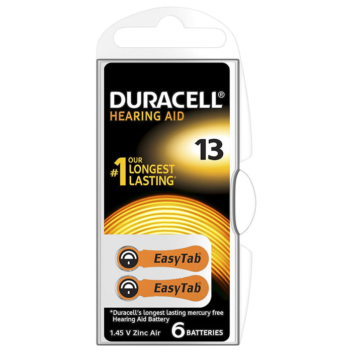 Batterie da13 duracell per apparati acustici hearing aid batteries 6 pezzi