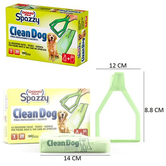 Domopak spazzy clan dog 1 pinza e 20 sacchetti per il tuo cane