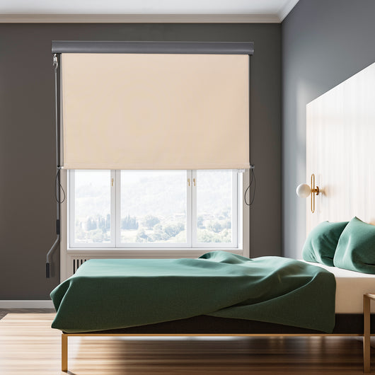 EASYCOMFORT  Tenda Avvolgibile Parasole con Manovella, Installazione a Muro o Soffitto, 120x200cm, Beige