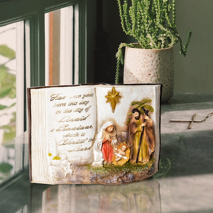 EasyComfort Presepe di Natale, Natività con Statuine 3D in Resina, 21.5x9.5x14cm