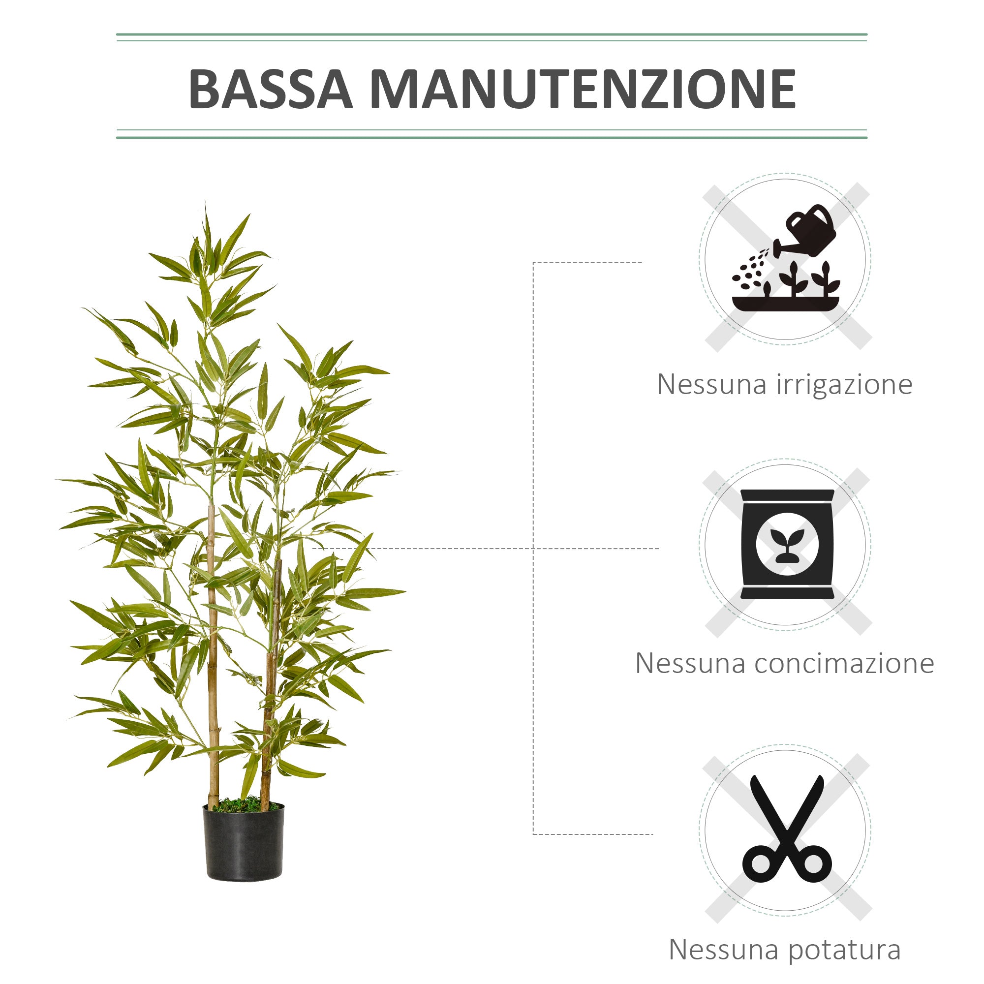 EasyComfort Pianta Artificiale di Bambù Alta 120cm con Vaso per Interno ed Esterno, Verde